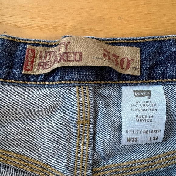 Levis 550 Utility Relaxed Jeans Mens Sz 33x34 Vintage Double Knee Denim Y2K - Picture 10 of 11